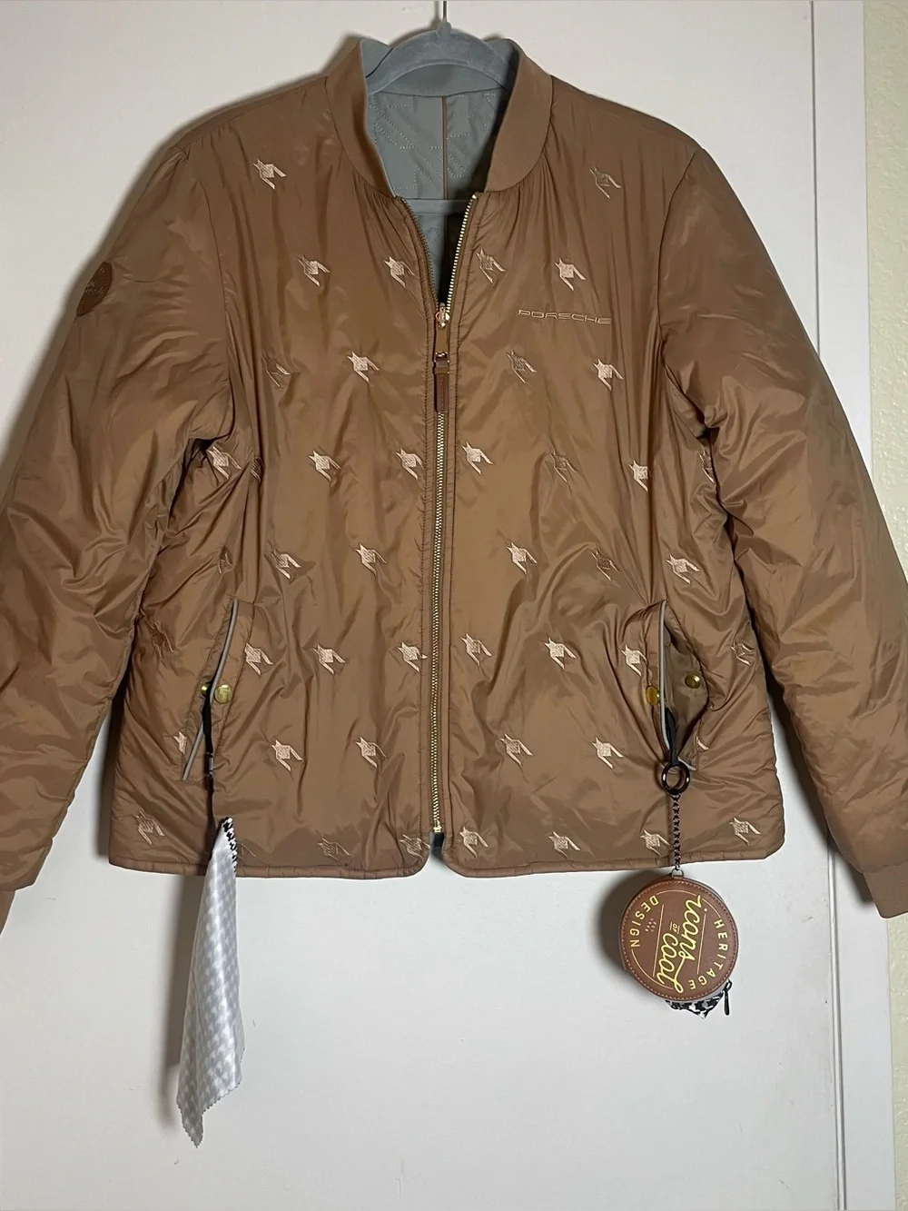 Porsche Heritage Women’s Reversible Jacket Brown Grey Size M